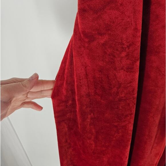 Marine Layer Red Dhalia Viola Velour Wrap Midi Dress L - Picture 9 of 13
